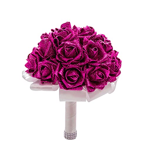 LICHENGTAI Brautstrauß Braut Rosen Blumen Blumensträusse Hochzeit Künstlich Handwurf Glitzer Blumenstrauß Künstlich Rosen Hochzeit Blumen Brautjungfer Blumensträuße Hochzeit Party Dekoration von LICHENGTAI