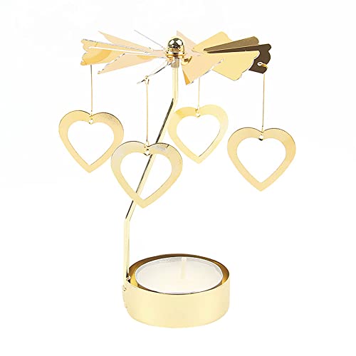 LICHENGTAI Karussell Teelichthalter Weihnachten Kerzenhalter Gold Teelichthalter Rotierender Kerzenhalter Eisen Kerzenständer für Valentinstag Deko Geschenk Hochzeit Dekoration Wohnzimmer Tischdeko von LICHENGTAI