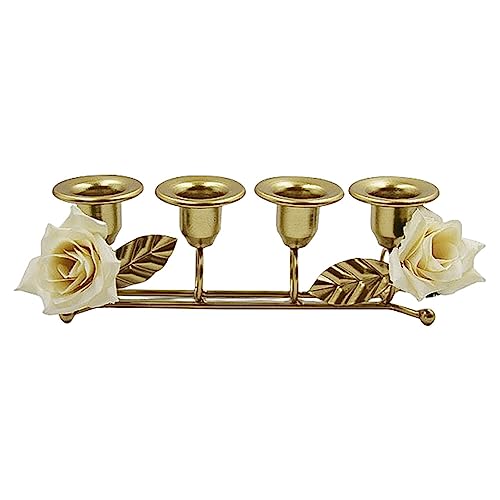 LICHENGTAI Kerzenständer Stabkerze Vintage Metall Kerzenhalter Kreative Blumen Kerzenleuchter 4 Kerzen Ständer Teelichthalter für Hochzeitstafeln Kerzenhalter für Esszimmer Weihnachtstische von LICHENGTAI