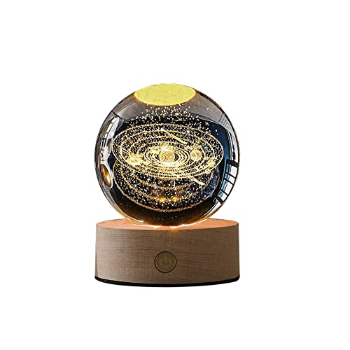 LICHENGTAI Kristallkugel mit Ständer, Nachtlicht mit Warmem-Projektionsleuchte 6cm Planeten Modell Globus LED Leuchtsockel Home Dekoration Ornament Astronomie Weihnachten Pädagogische Geschenke von LICHENGTAI