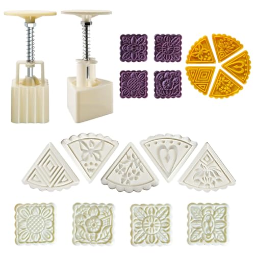 LICHENGTAI Mondkuchenformen Blumen-Pressformen 125g Mondkuchen Form Set Kekse Press Formen Mondkuchen Stempel Handpresse Gebäck Formen Werkzeug zum Backen, DIY, Kuchen, Kekse, Desserts von LICHENGTAI