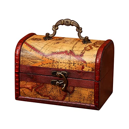 LICHENGTAI Schatztruhe Holz mit Schloss, Hölzerne Schatzkiste Vintage Europäischen Schmuck Holzkiste Dekorationsbox Holz Schatztruhe Box für Aufbewahren und Dekorieren, Kindergeschenk von LICHENGTAI