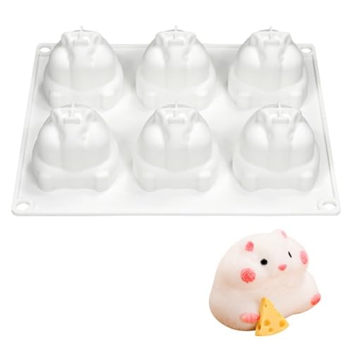 LICHENGTAI Silikonformen Kuchenform 3D Hamster Silikonform DIY Dessert Mousse Schokoladenformen Non-Stick Silicone Baking Mould Für Pudding Verwendet Schokolade Eisbombe Trüffel Seife von LICHENGTAI