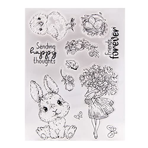 LICHENGTAI Silikonstempel Ostern Set Clear Stamp Ostern Prägung Klar Stempel Frühling Silikon Stempel Set für DIY Scrapbooking Fotoalbum Grußkarten Album Deko von LICHENGTAI