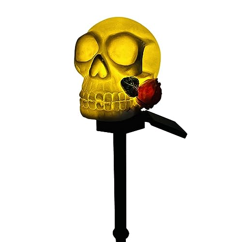 LICHENGTAI Solarlampen Für Außen, Halloween Scary Skeleton Light Up Skull Stakes Schädel Lichter Wasserdicht LED Gartenlampen Solar Lampe für Halloween Party Garten Hofwege Festival Dekoration von LICHENGTAI