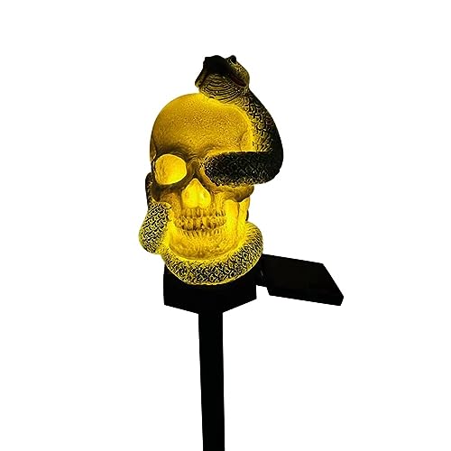 LICHENGTAI Solarlampen Für Außen, Halloween Scary Skeleton Light Up Skull Stakes Schädel Lichter Wasserdicht LED Gartenlampen Solar Lampe für Halloween Party Garten Hofwege Festival Dekoration von LICHENGTAI