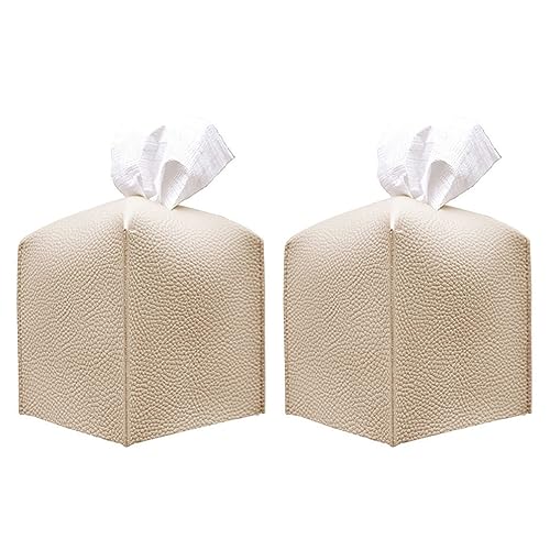 LICHENGTAI Taschentuchbox PU Leder Kosmetiktücher Box 2 Stück Quadratisch Kosmetiktücherbox Taschentuchbox Auto Tissuehalter Kosmetiktuchbox Kosmetiktuchspender Zupftücherbox von LICHENGTAI