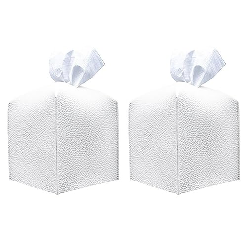 LICHENGTAI Taschentuchbox PU Leder Kosmetiktücher Box 2 Stück Quadratisch Kosmetiktücherbox Taschentuchbox Auto Tissuehalter Kosmetiktuchbox Kosmetiktuchspender Zupftücherbox von LICHENGTAI