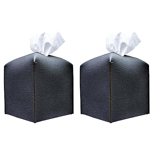 LICHENGTAI Taschentuchbox PU Leder Kosmetiktücher Box 2 Stück Quadratisch Kosmetiktücherbox Taschentuchbox Auto Tissuehalter Kosmetiktuchbox Kosmetiktuchspender Zupftücherbox von LICHENGTAI