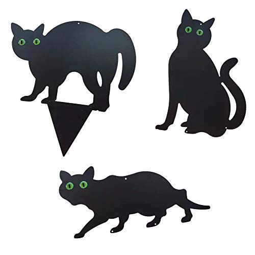 LICHENGTAI Vogelschreck Katzen, 3Pcs Garden Scare Cat, Katzen-Silhouette Für Den Garten - Mäuse Kontrollieren Katzenstatuen Garten, Cat Scarers Abschreckende Schädlinge/Vögel/Nagetiere/Füchse/Teiche von LICHENGTAI