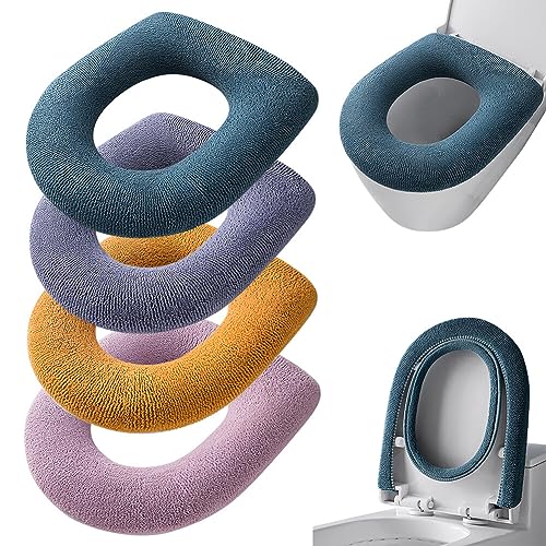 LICHENGTAI WC Sitzbezug, 4 Stück Plüsch Toilettensitzabdeckung WC-Sitzwärmer WC Sitzkissen Wc Wärmer Pad Toilettensitzabdeckung Waschbar Toiletten Sitzbezug Für Damen Mamas Altere Menschen von LICHENGTAI