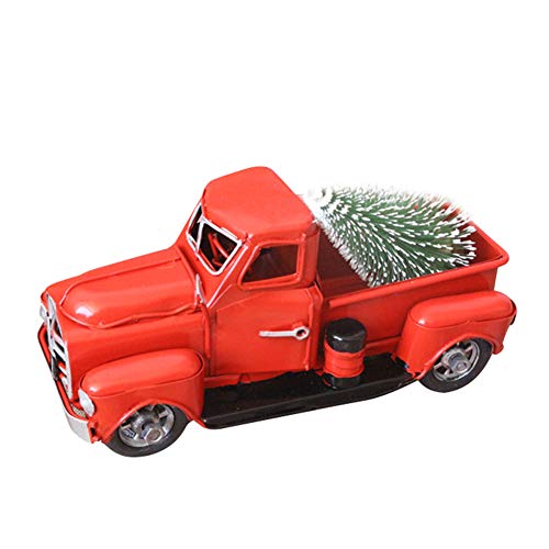 LICHENGTAI Weihnachten Vintage Roten LKW Dekor LKW Spielzeug, Weihnachten Auto Modell Mini Truck Ornamente mit Mini Weihnachtsbaum für Weihnachten Dekoration Tischdekoration von LICHENGTAI