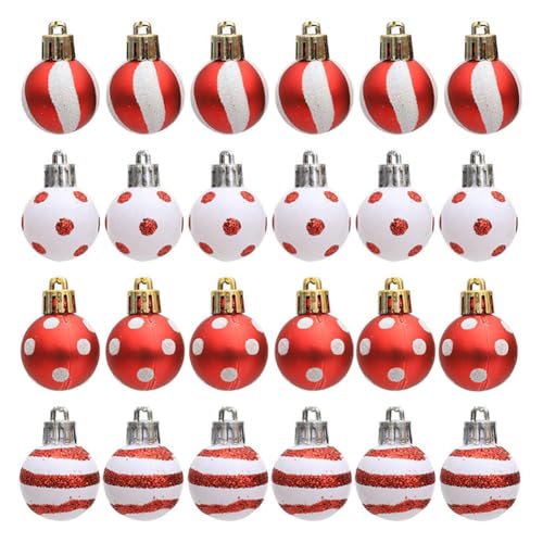 LICHENGTAI Weihnachtskugeln Kunststoff Set Rot Weiß 24 Stück, 3CM Kleine Plastik Christbaumkugeln Weihnachtsdeko mit Aufhängen Glitzernd Weihnachtsbaumschmuck für Weihnachten Party Dekoration LICHENGTAI Weihnachtskugeln Kunststoff Set Rot Weiß 24 Stück, 3CM Kleine Plastik Christbaumkugeln Weihnachtsdeko mit Aufhängen Glitzernd Weihnachtsbaumschmuck für Weihnachten Party Dekoration von LICHENGTAI
