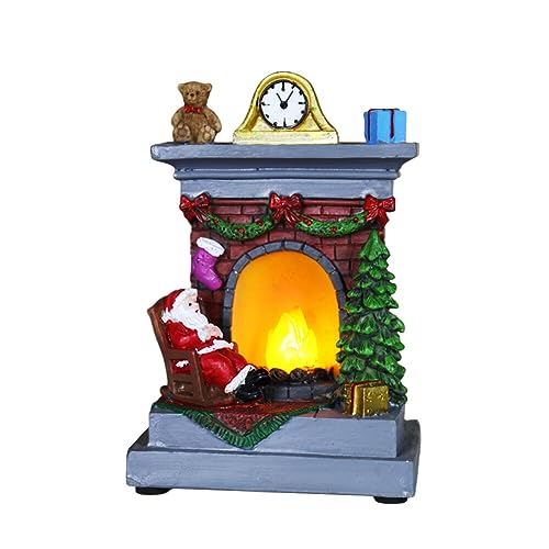 LICHENGTAI Weihnachtsschmuck LED Beleuchtung Heißluftballon Feuerstellen Figur Laterne Batteriebetrieben Weihnachtsdorf Zubehör Weihnachtsdeko für Weihnachten Party Gastgeschenke von LICHENGTAI
