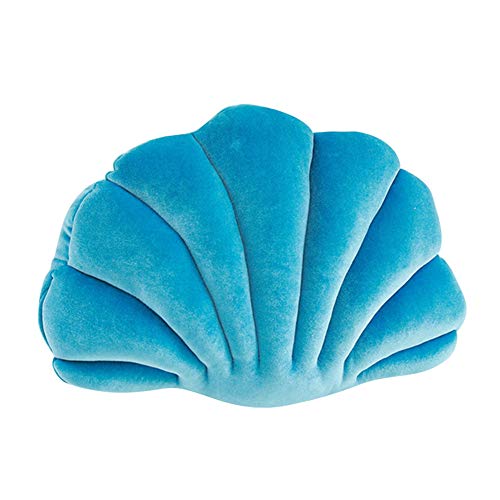 Muschel-förmiges Kissen, Zierkissen Dekorative Muschelschale Kopfkissen Scallop Shells Kuschelkissen Baumwolle Sofakissen Dekokissen Plüschtier Meerestier Kissen für Bett Sofa Stuhl Auto, Blau von LICHENGTAI