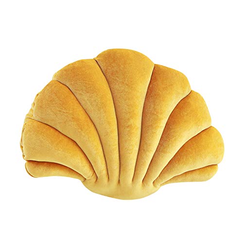 Muschel-förmiges Kissen, Zierkissen Dekorative Muschelschale Kopfkissen Scallop Shells Kuschelkissen Baumwolle Sofakissen Dekokissen Plüschtier Meerestier Kissen für Bett Sofa Stuhl Auto, Gelb von LICHENGTAI