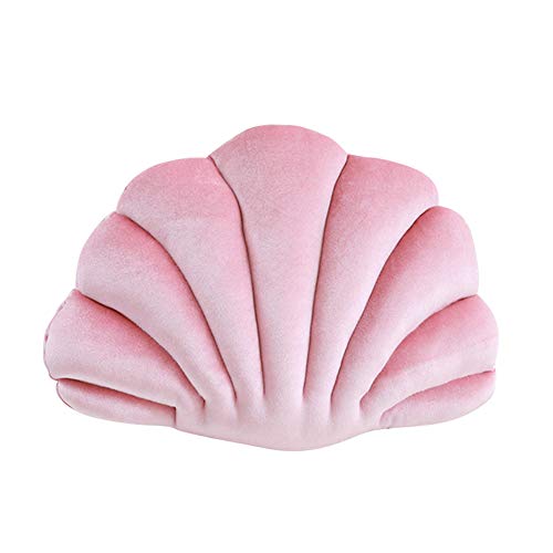 Muschel-förmiges Kissen, Zierkissen Dekorative Muschelschale Kopfkissen Scallop Shells Kuschelkissen Baumwolle Sofakissen Dekokissen Plüschtier Meerestier Kissen für Bett Sofa Stuhl Auto, Rosa von LICHENGTAI