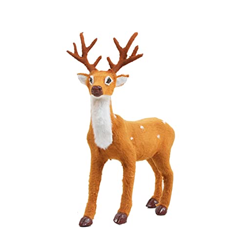 Weihnachten Elk Plüsch Simulation Deer Neujahr Dekoration, Weihnachten Rentier-Figuren Tier Ornament Miniaturwald Tiere Figuren Simulation Stehender Hirsch Elch Dekoration für Weihnachts Party Favors von LICHENGTAI