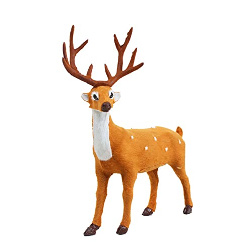 Weihnachten Elk Plüsch Simulation Deer Neujahr Dekoration, Weihnachten Rentier-Figuren Tier Ornament Miniaturwald Tiere Figuren Simulation Stehender Hirsch Elch Dekoration für Weihnachts Party Favors von LICHENGTAI