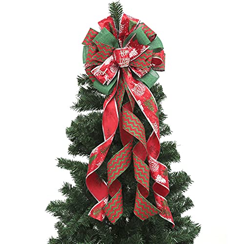 Weihnachtsbaum Topper, Baumspitze Weihnachtsschleife Weihnachtsbaum Topper Buffalo Plaid Dekorative Schleife, Buffalo Plaid Weihnachtswunsch Baum Ornament Baumschmuck Weihnachtsdeko von LICHENGTAI