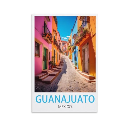 LICHNWW Guanajuato Mexiko Vintage-Reiseposter, 50 x 75 cm, Leinwanddruck für Wohnzimmer, Schlafzimmer, Wohnheim, Zuhause, Büro, Wanddekoration von LICHNWW