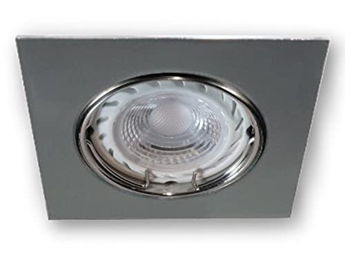 Eckiger GU10 LED Einbaustrahler 0210 chrom glänzend inkl. 3W LED (PA) Leuchtmittel neutralweiss von LICHT DISCOUNT
