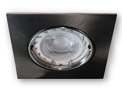 LICHT DISCOUNT Eckiger GU10 LED Spot Einbaustrahler 0210 alu gebürstet Edelstahl Optik inkl. 3W LED (PA) Leuchtmittel neutralweiss von LICHT DISCOUNT