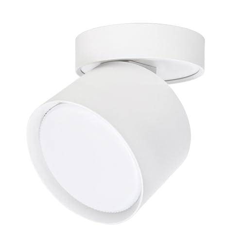 LED Aufbauspot Dimmbar Flach 230V Ø84x90mm Drehbar und Schwenkbar Weiß Matt inkl. 7W GX53 Leuchtmittel Warmweiß 2800K 550LM Aufbaustrahler Deckenspot Aufbauleuchte Wandleuchte von LICHT DISCOUNT