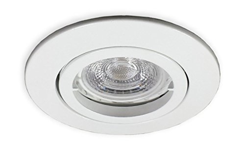 LED Einbaustrahler GU10 230 V weiss für 68er Lochbohrung - Einbauleuchte Spot Strahler inkl. 5.5 W LED (PA-WW) Leuchtmittel und GU10 Fassung - Deckeneinbaustrahler Deckeneinbauspot Einbauspot von LICHT DISCOUNT