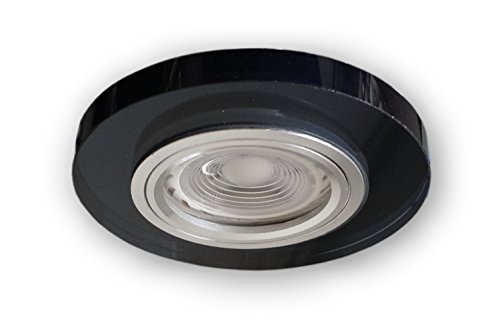 LICHT DISCOUNT 12 V - MR16 Glas Decken Einbaustrahler Lampen S1370BK für Led oder Halogen Leuchten Esszimmer Wohnzimmer schwarz 90 x 90 mm von LICHT DISCOUNT