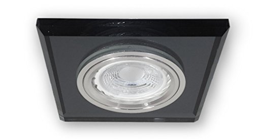 LICHT DISCOUNT 12 V - MR16 Glas Decken Einbaustrahler Lampen S1371BK für Led oder Halogen Leuchten Esszimmer Wohnzimmer 90 x 90 mm schwarz von LICHT DISCOUNT