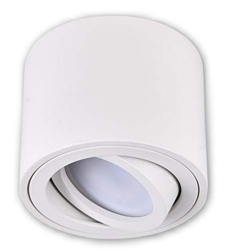 LICHT DISCOUNT Dimmbare LED Aufbauleuchte 5W weiss neutralweiss 230V 3 Stufen Dimmung ohne Dimmer möglich 100/40/15% Aufbaulampe LED Decken Spot Schwenkbar von LICHT DISCOUNT