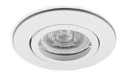 LICHT DISCOUNT Dimmbarer LED Einbaustrahler Spot für 68 mm Lochbohrung weiss inkl. 7,5W LED Leuchtmittel warmweiss 2700K 500 Lumen von LICHT DISCOUNT