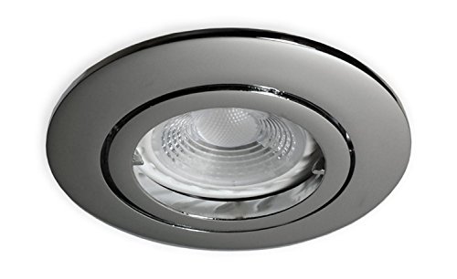 LICHT DISCOUNT Flacher 230V LED Spot Einbaustrahler chrom glänzend 68mm Lochbohrung 4,5W GU10 Modul neutralweiss 350 Lumen | Nur 30 mm Einbautiefe | Einbaugehäuse Rund Deckenstrahler von LICHT DISCOUNT