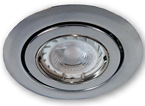 LICHT DISCOUNT LED Einbaustrahler Dimmbar GU10 230 V SSD004 chrom glänzend - Einbauleuchte Spot Strahler inkl. 7.5 W LED neutral weiß von LICHT DISCOUNT