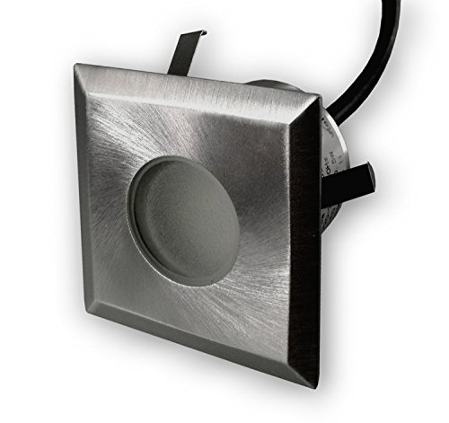 LICHT DISCOUNT LED Terrassen Spot Bodenleuchte 1 Watt 40 mm Dielenboden Stufenbeleuchtung Wandspot IP65 230V Eckig warmweiss von LICHT DISCOUNT