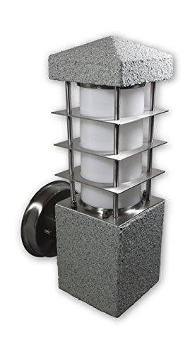 LICHT DISCOUNT Moderne LED Wandleuchte in Stein Optik RS011 inkl. dimmbarem 9W E27 LED Leuchtmittel warmweiss Aufbauleuchte Wandlampe Fassadenleuchte von LICHT DISCOUNT