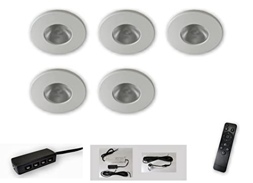 Mini LED Spot weiss starr 5er Set CCT 2700K-6500K dimmbar per Fernbedienung 12V IP65 Einbaustrahler von LICHT DISCOUNT