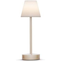 Licht-erlebnisse - Akku Außenleuchte led Touch Dimmer 32 cm hoch IP44 in Messing 4000 k kabellos tragbar Deko Tischlampe außen Balkon Terrasse von LICHT-ERLEBNISSE