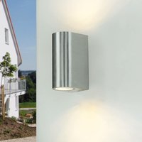 Licht-erlebnisse - Außenlampe Wand IP44 Silber GU10 Aluminium Modern Up Down Wandleuchte außen Hof - Silber von LICHT-ERLEBNISSE