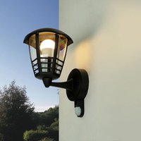 Außenlampe Wand Terrasse Haus IP44 Bewegungssensor Schwarz E27 Metall Rustikal - Schwarz von LICHT-ERLEBNISSE