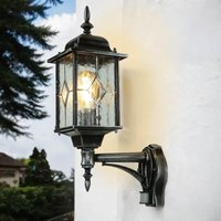 Außenleuchte mit Bewegungsmelder Schwarz Silber Glas Metall Vintage Rustikal IP43 von LICHT-ERLEBNISSE