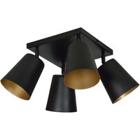 Licht-erlebnisse - Deckenlampe Metall Schwarz Gold E27 Retro Deckenstrahler Küche Wohnzimmer - Schwarz, Gold von LICHT-ERLEBNISSE