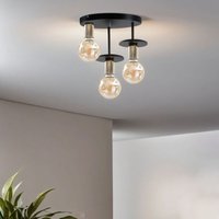 Deckenlampe Schwarz E27 ø 30 cm Metall Deckenleuchte - Schwarz, Gold von LICHT-ERLEBNISSE