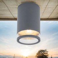 Licht-erlebnisse - Deckenlampe außen Aluminium b: 11 cm IP44 Graphit E27 rund Modern von LICHT-ERLEBNISSE