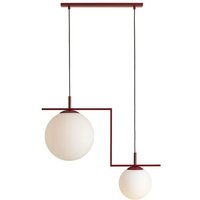 Hängelampe Metall Glas E27 h: max. 110 cm Rot Weiß 2-flammig Kugel Schirm Modern Pendelleuchte Hängelampe Metall Glas E27 h: max. 110 cm Rot Weiß 2-flammig Kugel Schirm Modern Pendelleuchte von LICHT-ERLEBNISSE