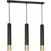 Hängelampe Schwarz Gold b: 60 cm 3-flammig GU10 Metall Pendelleuchte Esstisch Wohnzimmertisch - Schwarz, Gold von LICHT-ERLEBNISSE