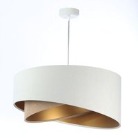 Licht-erlebnisse - Hängelampe Stoff ø 50 cm h: max. 102 cm in Weiß Beige Gold E27 rund Modern Pendelleuchte von LICHT-ERLEBNISSE