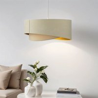 Licht-erlebnisse - Hängeleuchte ø 50 cm E27 Creme Gold Stoff Metall Modern Hängelampe - Weiß, Creme, Gold von LICHT-ERLEBNISSE