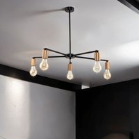 Industrie Deckenleuchte Wohnzimmer 5xE27 Ø70cm sticks - Schwarz, Kupfer von LICHT-ERLEBNISSE